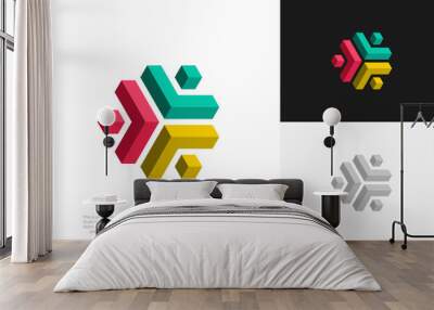 community people 3d logo, social community, global community, human family logo abstract design vector Wall mural