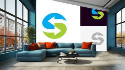 letter S exchanger logo initial abstract vector icon design illustration Wall mural