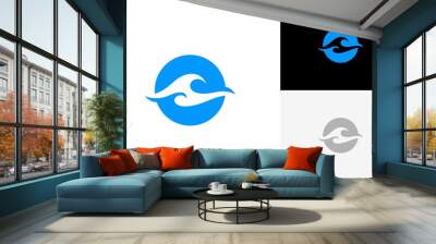 wave ocean logo design vector Wall mural