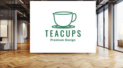 continuous line tea green cup logo symbol icon vector graphic design illustration idea creative Wall mural