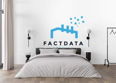 factory industry building line data technology logo vector icon design Wall mural