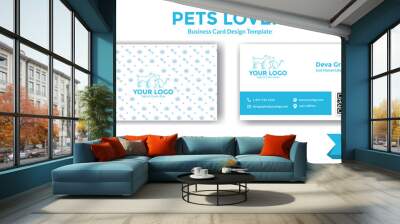 Pets lover cat dog business card design template Wall mural