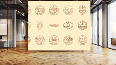 water outdoor line vintage badge icon logo design vector Wall mural