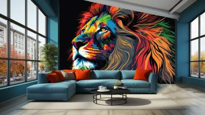 pop art illustration of a lion Wall mural