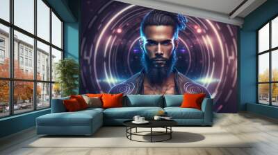 portrait of a photogenic futuristic male Wall mural