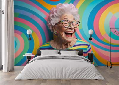 portrait of a senior lady / op art Wall mural