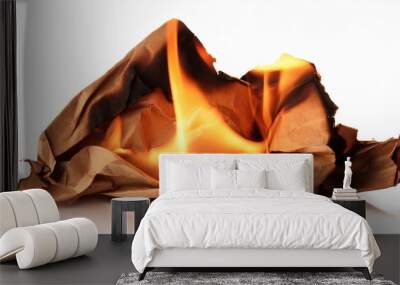 burning crumpled old brown paper Wall mural