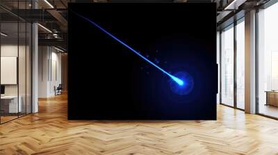 Beautiful illustration of falling blue star on plain black background Wall mural