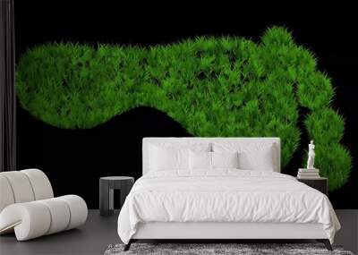 Beautiful illustration of human footprint with green grass effect on plain black background Wall mural