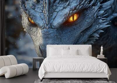 A Close-Up of a Dragon's Head Rendered in Stunning Digital 3D, Oozing Power and Fantasy, Generative AI Wall mural