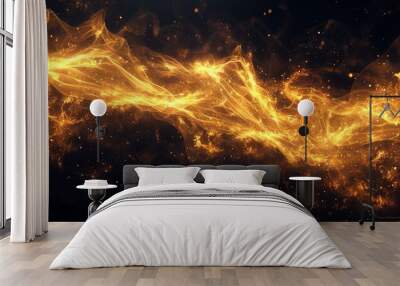 Abstract art meets elemental energy in this depiction of fiery liquid waves, emitting a warm golden glow Wall mural