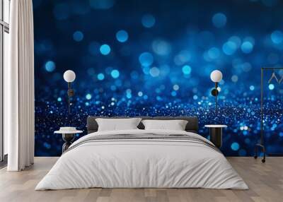 Blue glitter particles abstract background Wall mural