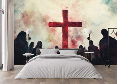 Christmas concept: worship and praise God Wall mural