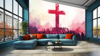 Christmas concept: worship and praise God Wall mural