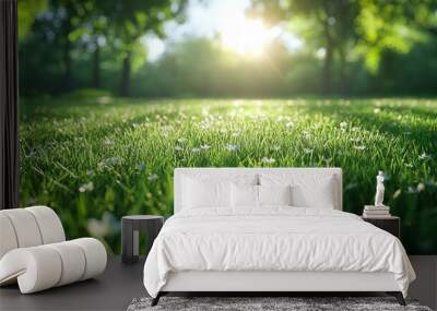 Focused on grass to represent relaxation concept Wall mural