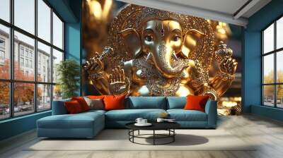 Ganesh Chaturthi indian god worship art representation Wall mural