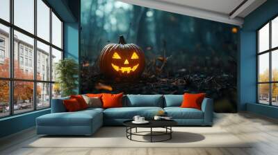 halloween pumpkin head Wall mural