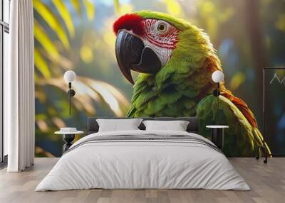 Portrait of an emerald parrot Wall mural