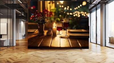 Romantic candlelit dinner table at night Wall mural