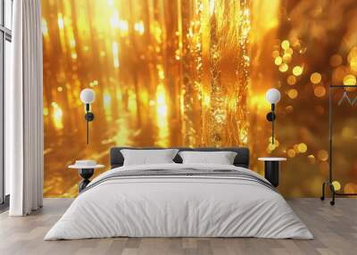 The image is a gold and silver design with a shiny, reflective surface Wall mural