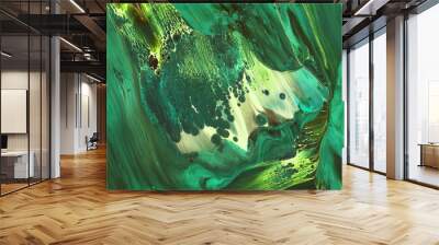 Abstraction of emerald green paint Wall mural