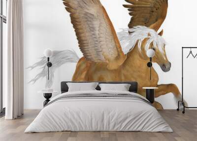 3D render of palomino winged horse white mane and tail Wall mural