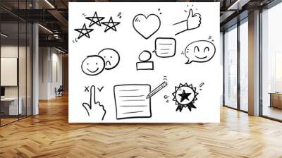 hand drawn doodle Feedback and review thin icons illustration symbol Wall mural