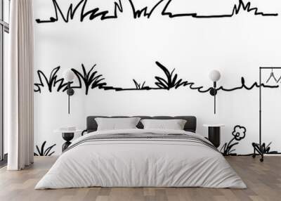 hand drawn doodle grass illustration with cartoon style vector Wall mural