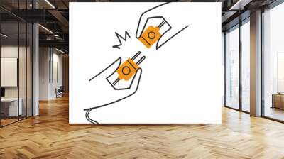 hand drawn doodle person holding electric socket plug illustration Wall mural