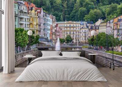 Karlovy Vary - Karlsbad. City center panorama of Karlovy Vary - Czech Republic Wall mural