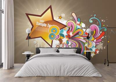 Modern colored background with shooting glossy star Wall mural