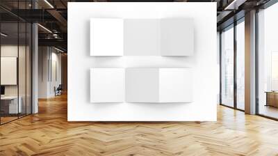 Blank white empty square tri fold catalogue, brochure flyer, changeable background for mock up and template design, 3d illustration Wall mural