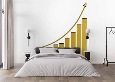 Business success with growing, rising charts, arrow upward Wall mural