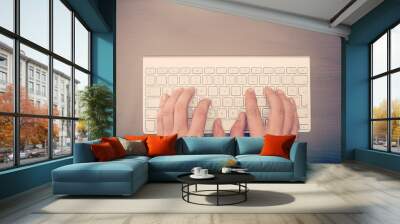 Man typing at the keyboard Wall mural