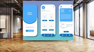 Fruit store application. Collection of online fruit store interface templates. Responsive GUI for mobile applications. Vector illustration Wall mural