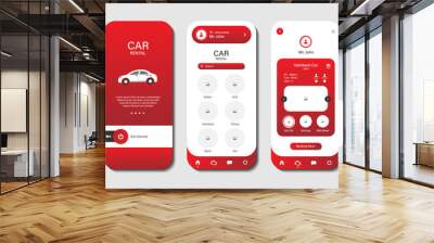 Online car rental design for mobile applications. Car rental booking platform screen. Graphical user interface for responsive mobile applications Wall mural