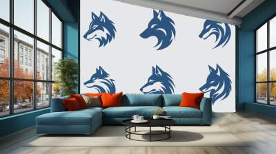 Wolf Head Mascot Vector Logo Design Silhouette Collection Wall mural