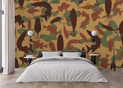 fishing camo seamless pattern Wall mural