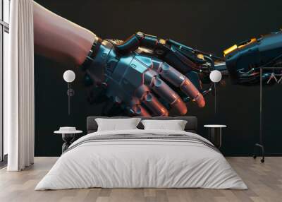 handshake between two bionic robot, version 3 Wall mural