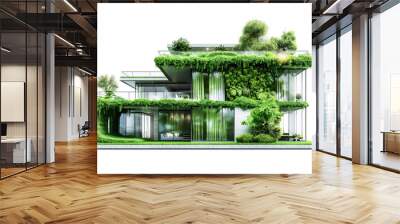 House illustration with modern and green concept isolated on white background Wall mural