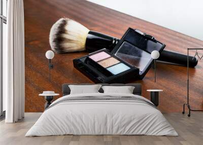 Makeup brush and eye shadows Wall mural