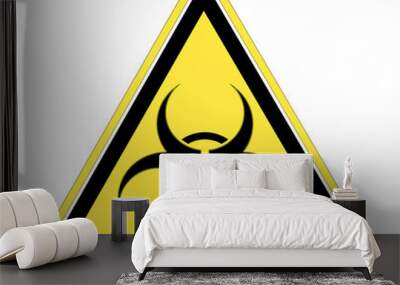 biohazard warning on yellow triangle sign Wall mural