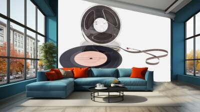 ancient audio reel tape and audio disc Wall mural