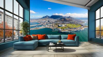 Aerial photo of Cape Town Wall mural