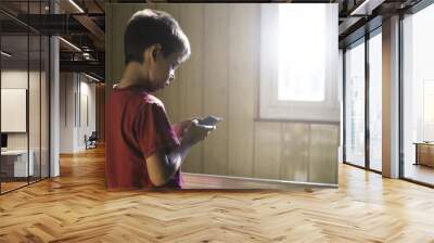 child playing with phone Wall mural