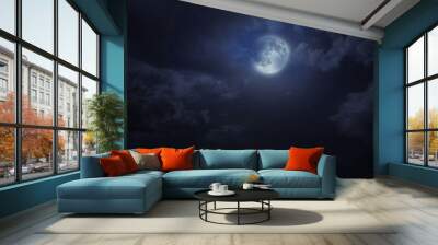 night starry sky and moon Wall mural