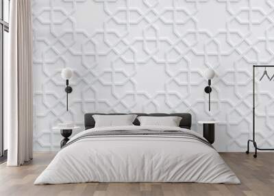 Grey light geometric pattern in arabic style, soft emboss background Wall mural