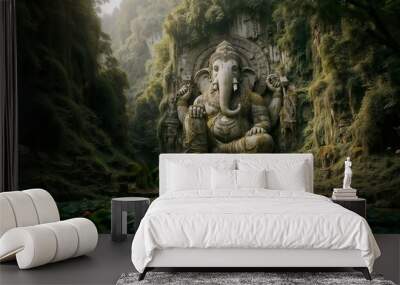 Old huge ancient statue of Lord Ganesha Wall mural