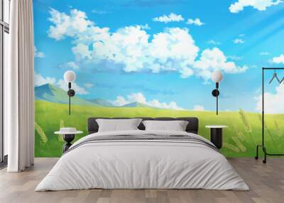 Day sky clouds - Anime Background. Wall mural