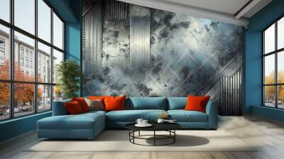 A background with an industrial metal texture, including metal sheets with scratches and oxidation, creating a strong and durable appearance .Generative AI Wall mural